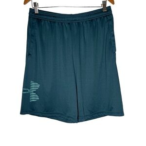 Under Armour Heatgear polyester pocketed green athletic shorts men’s Sz L